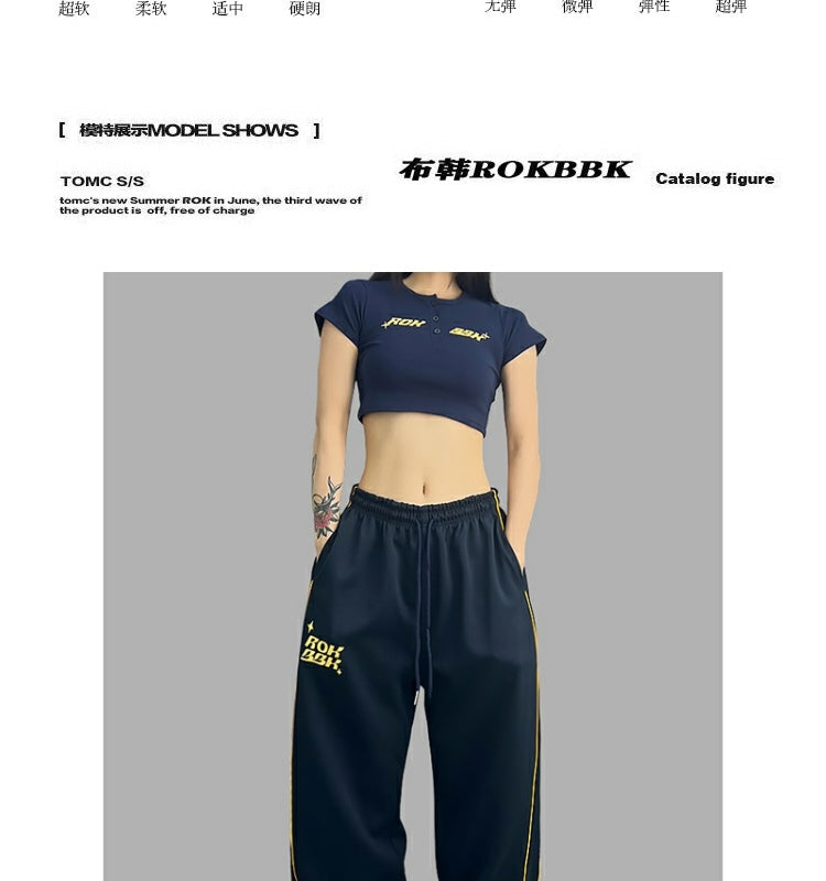 ROKBBK-K/Rokbbk-K Street Dance Fashion Brand Personalized Color Matching Jazz Dance Pants Women's American Style Hip Hop Street Sports Pants
