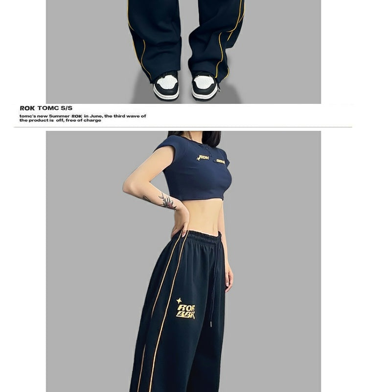 ROKBBK-K/Rokbbk-K Street Dance Fashion Brand Personalized Color Matching Jazz Dance Pants Women's American Style Hip Hop Street Sports Pants