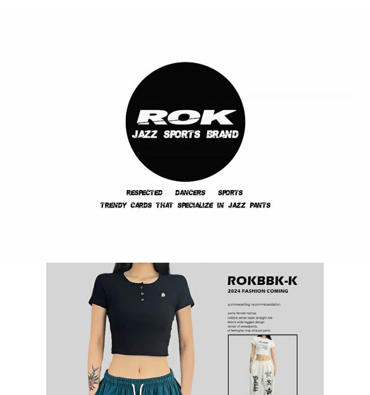 ROKBBK-K/Rokbbk-K Street Dance Fashion Brand JazzhiphopDance Letter PrintingjazzDancing Sports Pants Female