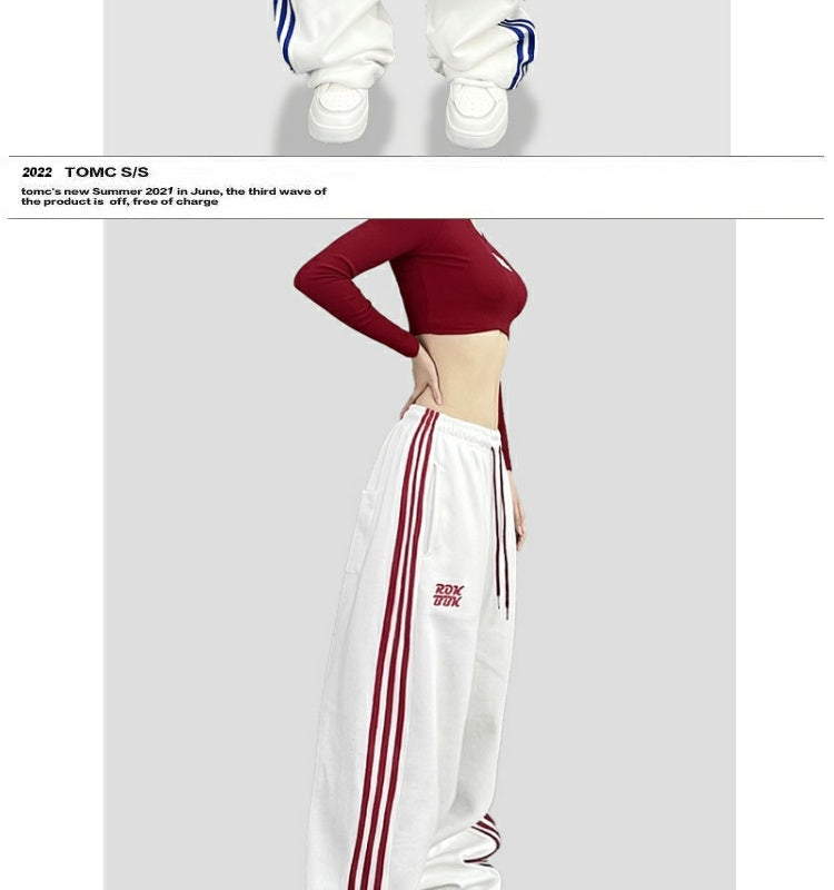 ROKBBK-K/Rokbbk-K Street Dance Fashion Brand Three-Stripe Track Pants Jazz DancejazzPants Women's Casual Trousers