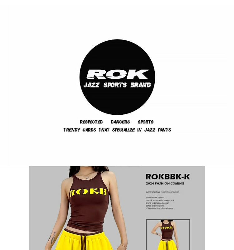 ROKBBK-K/Rokbbk-K Street Dance Fashion Brand JazzhiphopWomen's Double Waist Printed TrousersjazzSports Suit