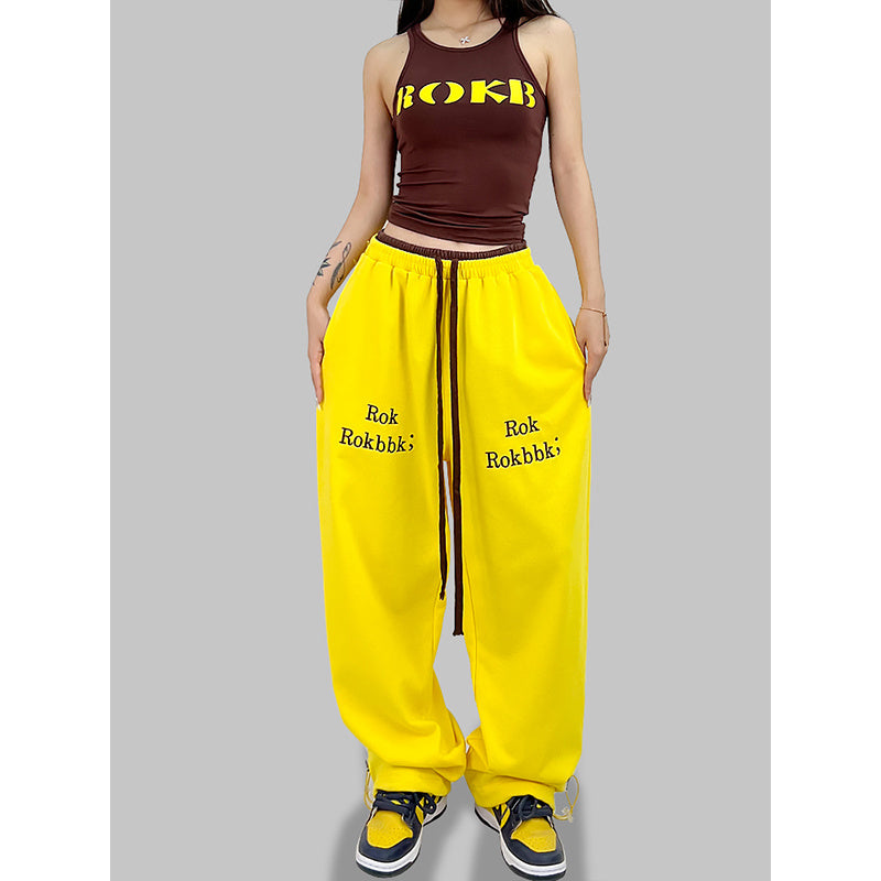 ROKBBK-K/Rokbbk-K Street Dance Fashion Brand JazzhiphopWomen's Double Waist Printed TrousersjazzSports Suit