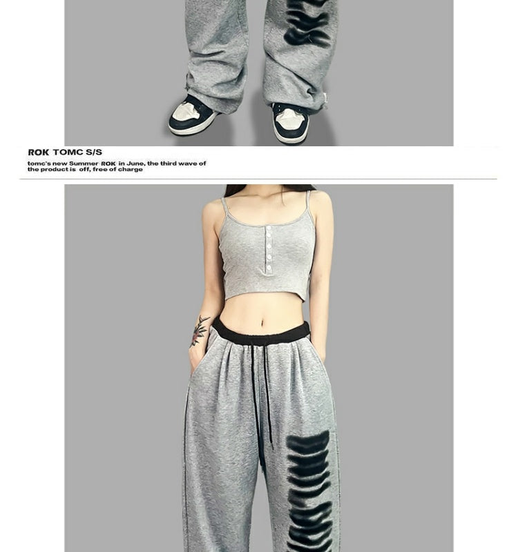 ROKBBK-K/Rokbbk-K Street Dance Fashion Brand JazzhiphopPrinted Gray Trousers Women's Dancing Track Sweatpants Tide