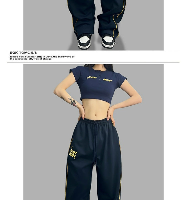ROKBBK-K/Rokbbk-K Street Dance Fashion Brand Personalized Color Matching Jazz Dance Pants Women's American Style Hip Hop Street Sports Pants
