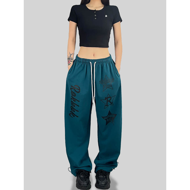 ROKBBK-K/Rokbbk-K Street Dance Fashion Brand JazzhiphopDance Letter PrintingjazzDancing Sports Pants Female