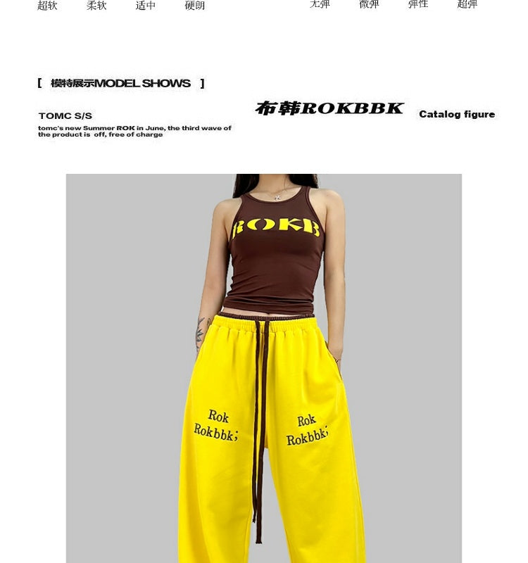 ROKBBK-K/Rokbbk-K Street Dance Fashion Brand JazzhiphopWomen's Double Waist Printed TrousersjazzSports Suit