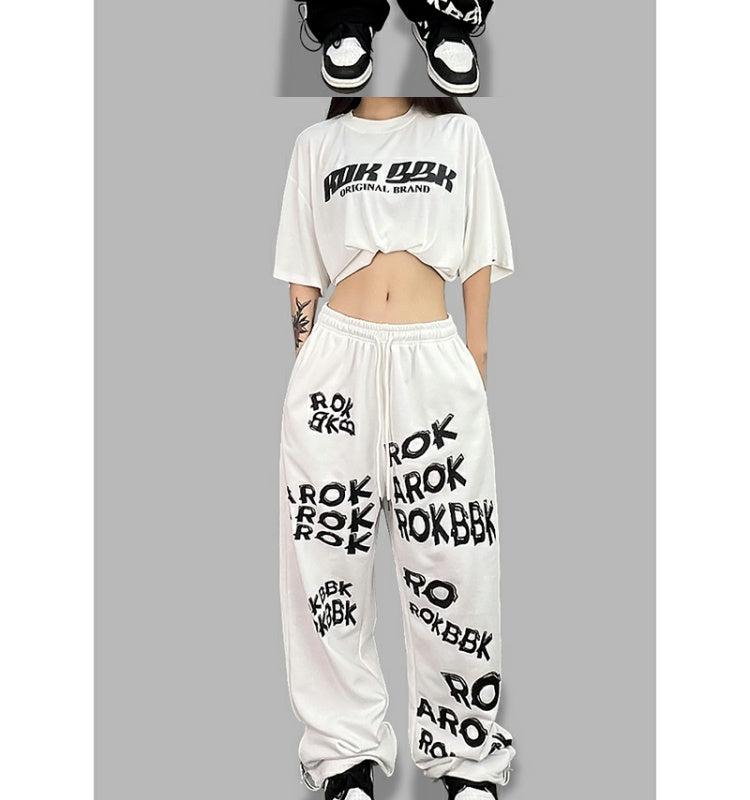 ROKBBK-K/Rokbbk-K Street Dance Fashion Brand Sports Style with Letters DancingjazzWomen's Trousers JazzhiphopSuit Tide