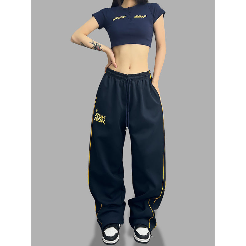 ROKBBK-K/Rokbbk-K Street Dance Fashion Brand Personalized Color Matching Jazz Dance Pants Women's American Style Hip Hop Street Sports Pants