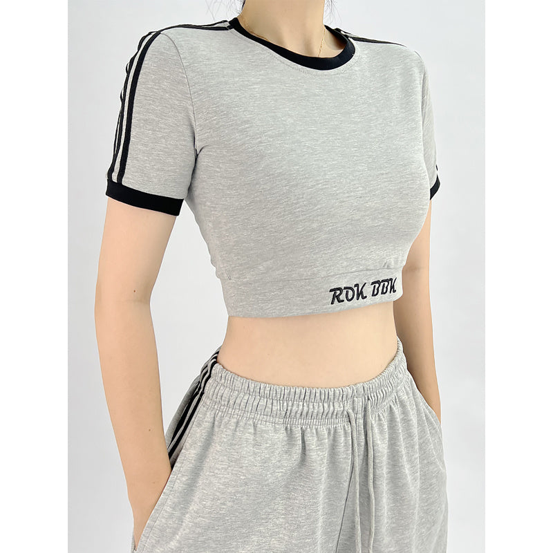 ROKBBK-K/Rokbbk-K Street DancehiphopThree-Stripe Track Pants Jazz DancejazzWomen's Black and White Pants