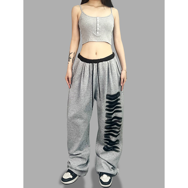 ROKBBK-K/Rokbbk-K Street Dance Fashion Brand JazzhiphopPrinted Gray Trousers Women's Dancing Track Sweatpants Tide