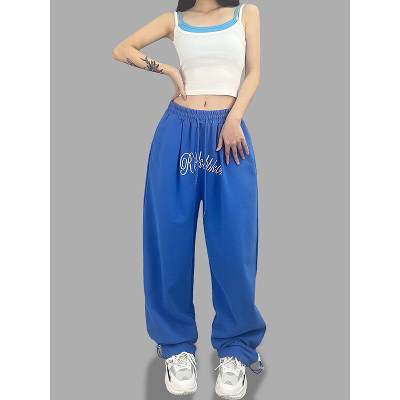 ROKBBK-K/Rokbbk-K Street Dance Fashion Brand Sapphire Blue Embroidery DancinghiphopWomen's Sweatpants JazzjazzSports Pants