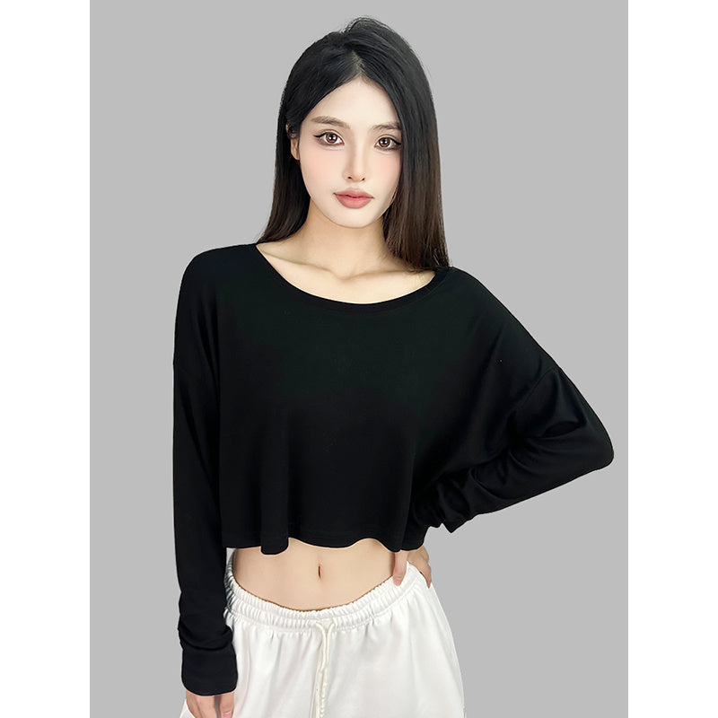 ROKBBK-K/Rokbbk-K Hip Hop Fashion Brand Solid Color Clean Version Lazy Dancing Long Sleeve WomenjazzSports casual top