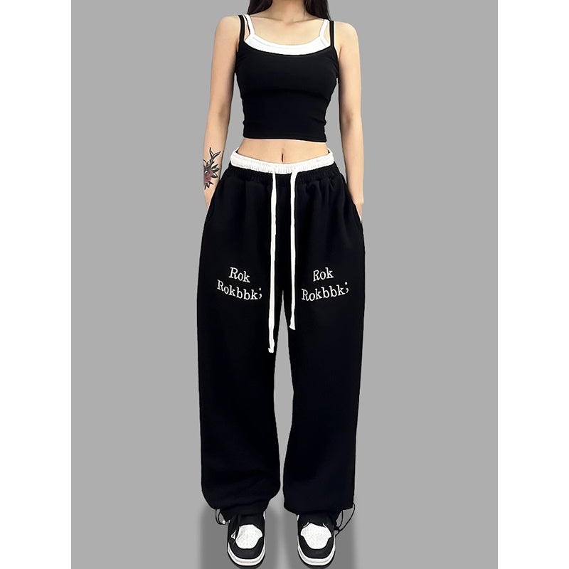 ROKBBK-K/Rokbbk-K Street Dance Fashion Brand Jazz DancejazzDouble Waist Printed TrousershiphopWomen's Sports Suit