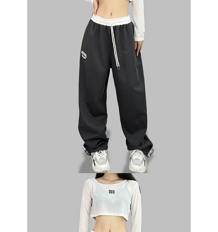 ROKBBK-K/Rokbbk-K Street Dance Fashion Brand Double Waist Contrast Color JazzjazzDancing SportshiphopWomen's Fashionable Trousers
