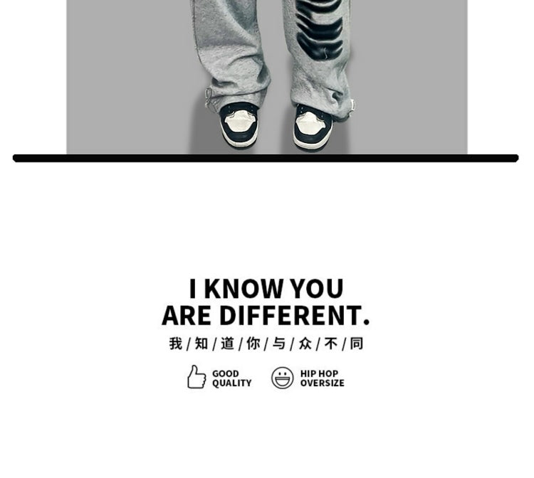 ROKBBK-K/Rokbbk-K Street Dance Fashion Brand JazzhiphopPrinted Gray Trousers Women's Dancing Track Sweatpants Tide
