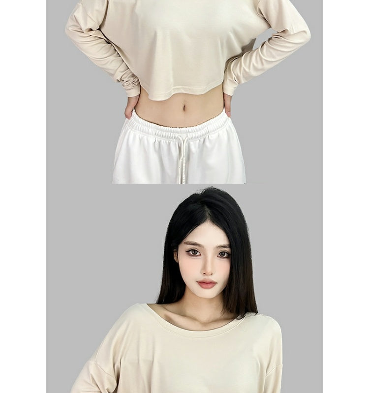 ROKBBK-K/Rokbbk-K Hip Hop Fashion Brand Solid Color Clean Version Lazy Dancing Long Sleeve WomenjazzSports casual top