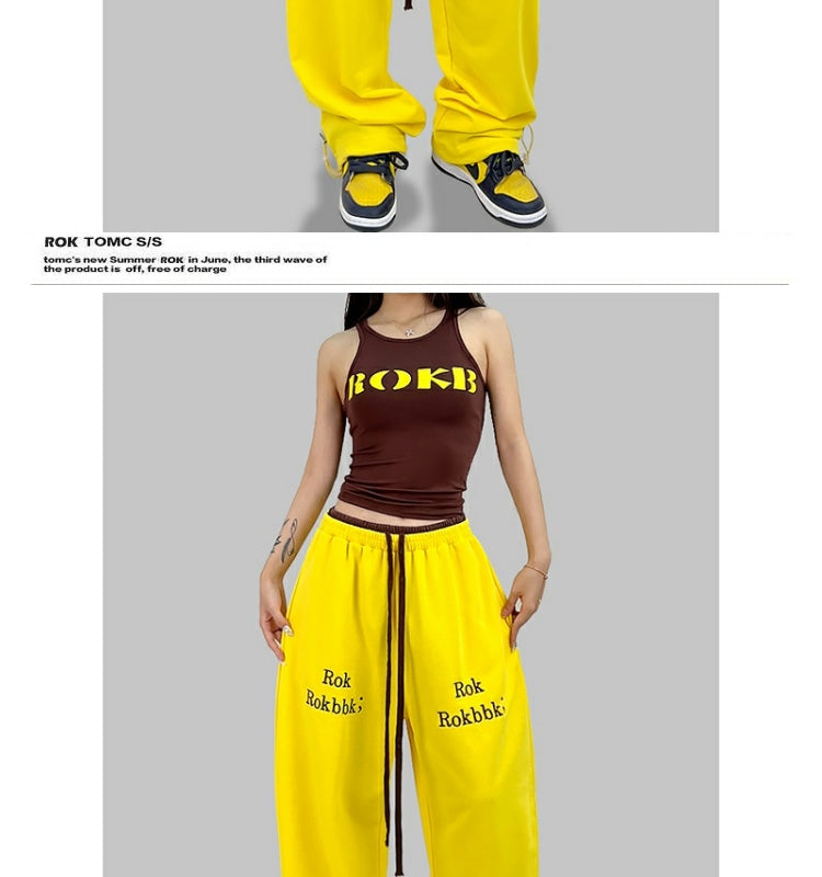 ROKBBK-K/Rokbbk-K Street Dance Fashion Brand JazzhiphopWomen's Double Waist Printed TrousersjazzSports Suit