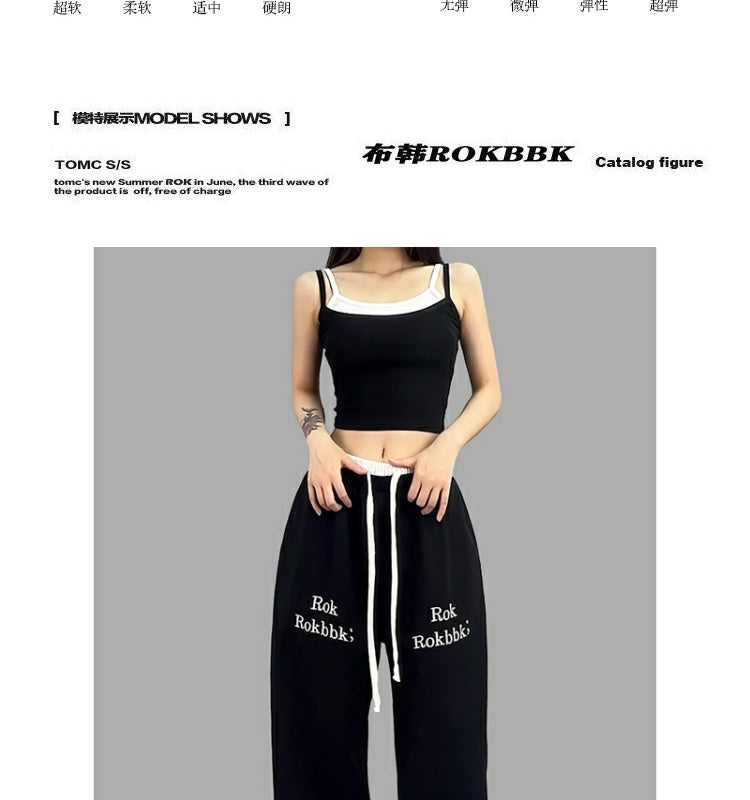 ROKBBK-K/Rokbbk-K Street Dance Fashion Brand Jazz DancejazzDouble Waist Printed TrousershiphopWomen's Sports Suit