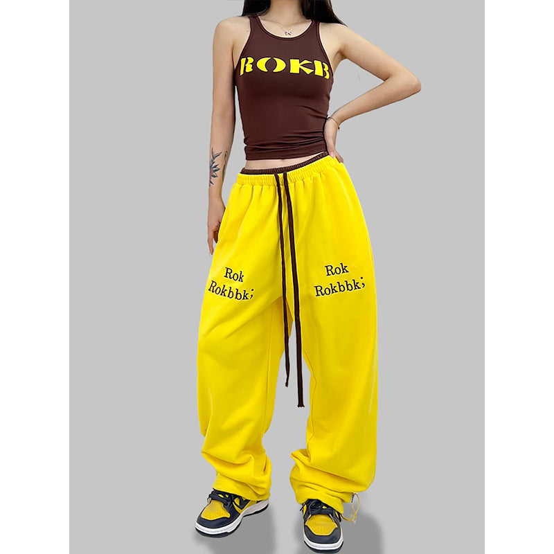 ROKBBK-K/Rokbbk-K Street Dance Fashion Brand JazzhiphopWomen's Double Waist Printed TrousersjazzSports Suit