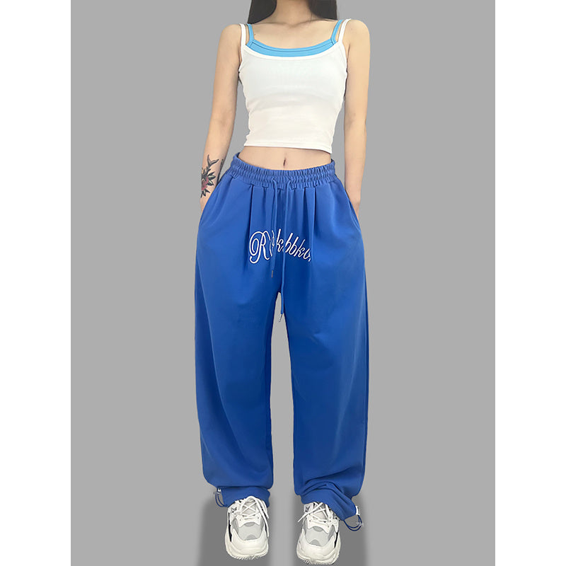 ROKBBK-K/Rokbbk-K Street Dance Fashion Brand Sapphire Blue Embroidery DancinghiphopWomen's Sweatpants JazzjazzSports Pants