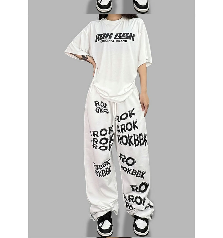 ROKBBK-K/Rokbbk-K Street Dance Fashion Brand Sports Style with Letters DancingjazzWomen's Trousers JazzhiphopSuit Tide
