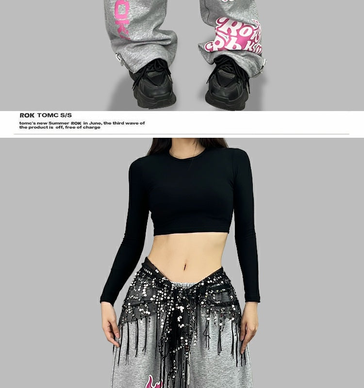 ROKBBK－K/Rokbbk-K Street Dance Fashion Brand Dice Printing Dancing JazzjazzTrousers Women's Sports Suit Clothing