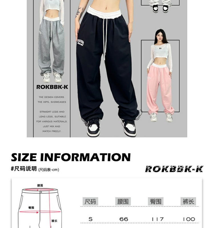ROKBBK-K/Rokbbk-K Street Dance Fashion Brand Double Waist Contrast Color JazzjazzDancing SportshiphopWomen's Fashionable Trousers