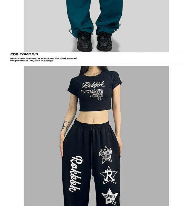 ROKBBK-K/Rokbbk-K Street Dance Fashion Brand JazzhiphopDance Letter PrintingjazzDancing Sports Pants Female