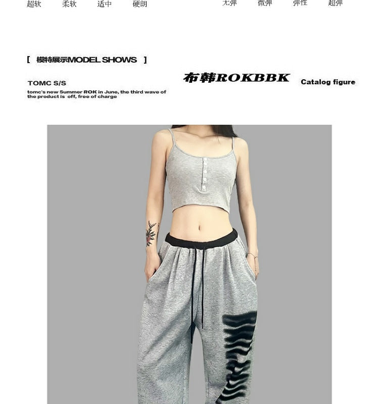 ROKBBK-K/Rokbbk-K Street Dance Fashion Brand JazzhiphopPrinted Gray Trousers Women's Dancing Track Sweatpants Tide