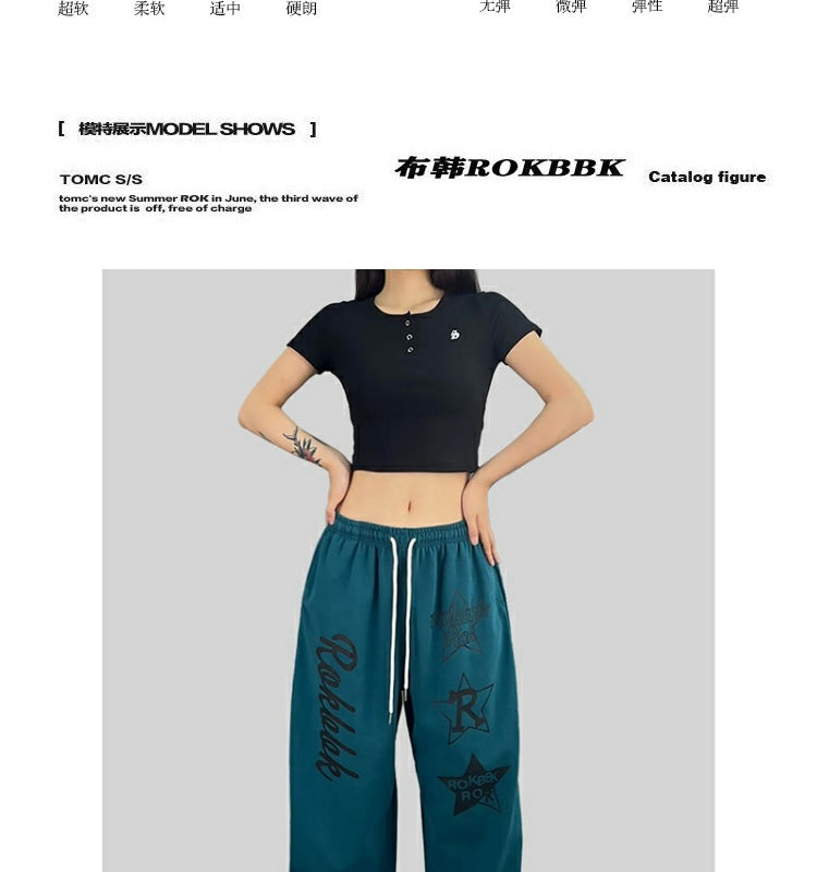 ROKBBK-K/Rokbbk-K Street Dance Fashion Brand JazzhiphopDance Letter PrintingjazzDancing Sports Pants Female