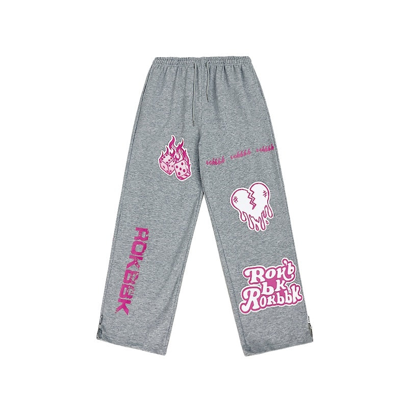ROKBBK－K/Rokbbk-K Street Dance Fashion Brand Dice Printing Dancing JazzjazzTrousers Women's Sports Suit Clothing