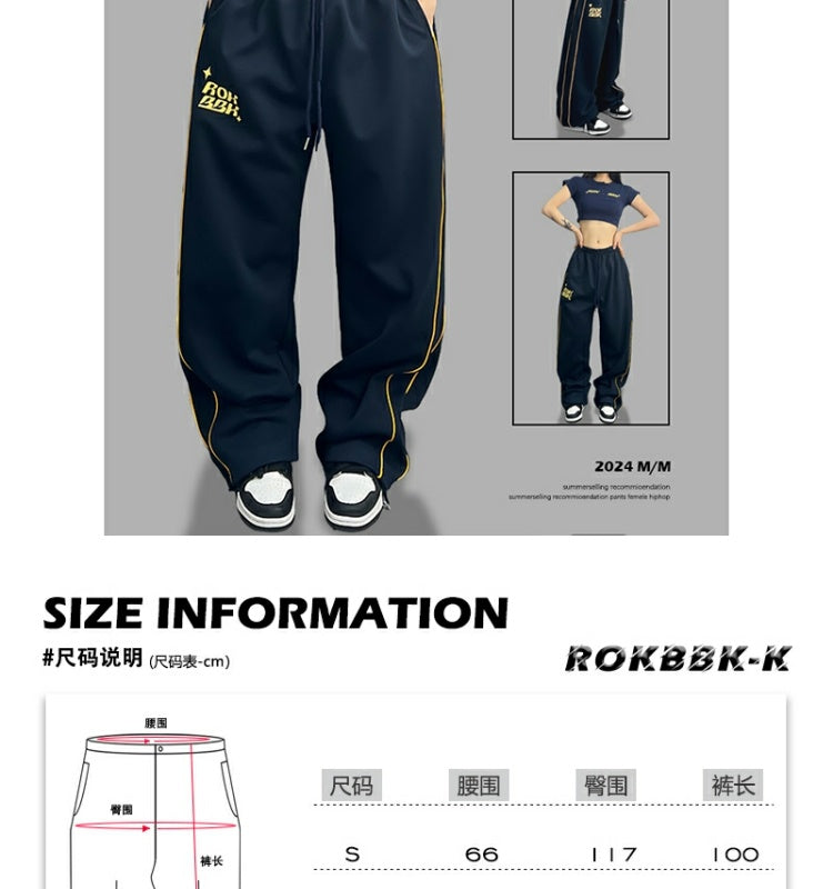 ROKBBK-K/Rokbbk-K Street Dance Fashion Brand Personalized Color Matching Jazz Dance Pants Women's American Style Hip Hop Street Sports Pants