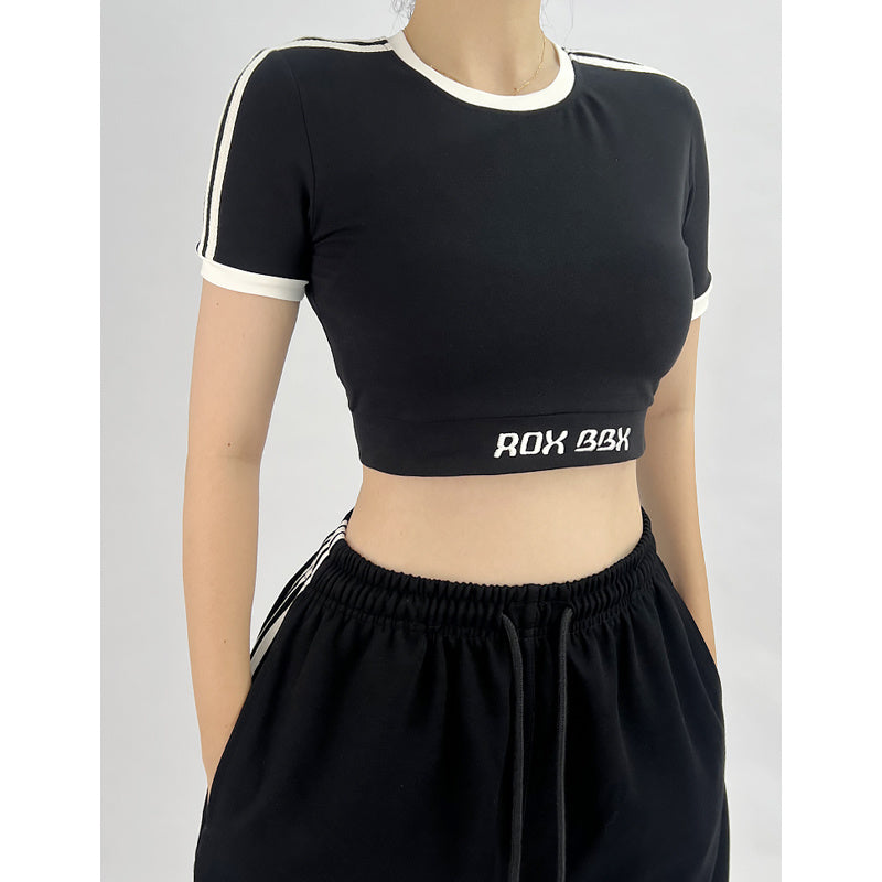 ROKBBK-K/Rokbbk-K Street DancehiphopThree-Stripe Track Pants Jazz DancejazzWomen's Black and White Pants