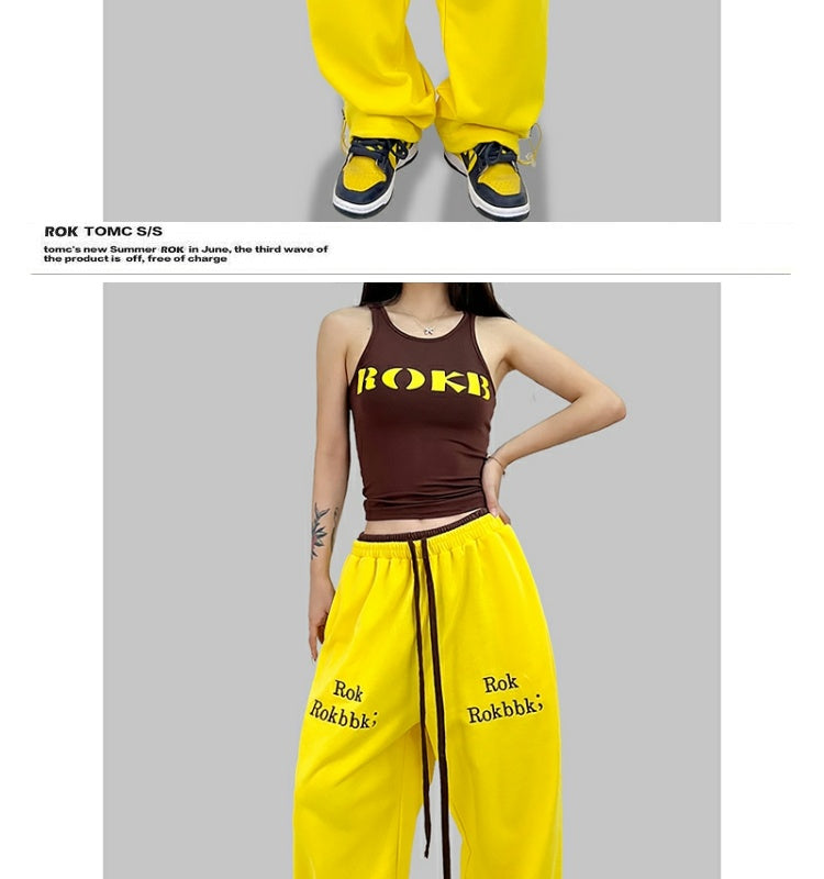 ROKBBK-K/Rokbbk-K Street Dance Fashion Brand JazzhiphopWomen's Double Waist Printed TrousersjazzSports Suit