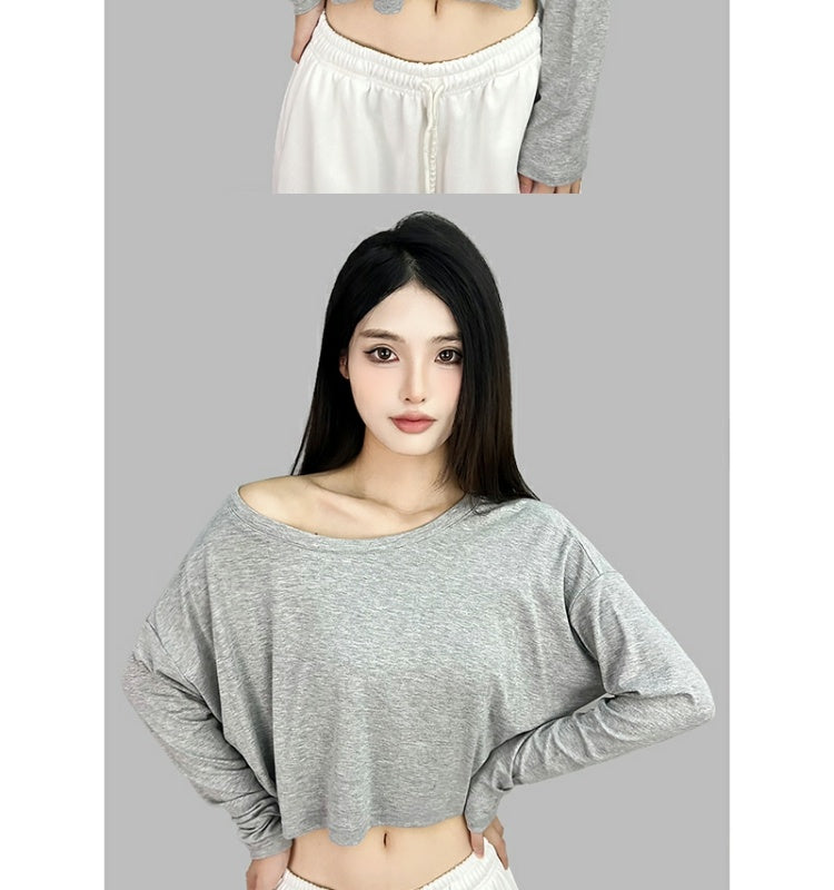 ROKBBK-K/Rokbbk-K Hip Hop Fashion Brand Solid Color Clean Version Lazy Dancing Long Sleeve WomenjazzSports casual top