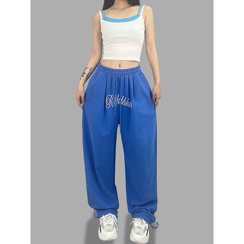 ROKBBK-K/Rokbbk-K Street Dance Fashion Brand Sapphire Blue Embroidery DancinghiphopWomen's Sweatpants JazzjazzSports Pants